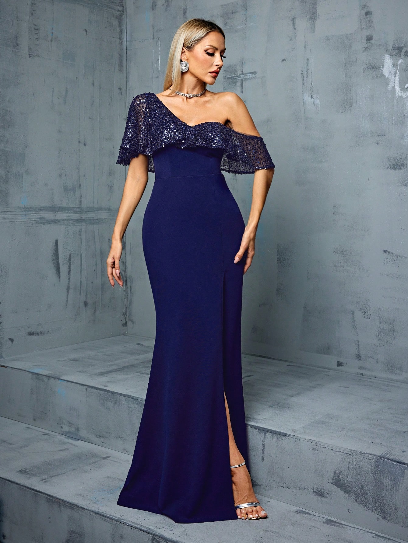 Leely Women's Elegant Sweetheart Cloak Sleeve Lace A-Line Dress