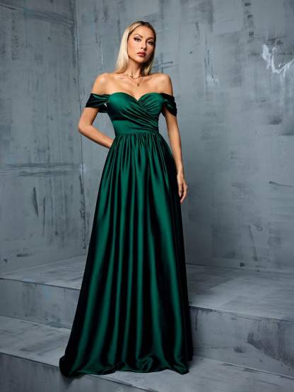 Leely Women's Elegant Sweetheart Cloak Sleeve Lace A-Line Dress