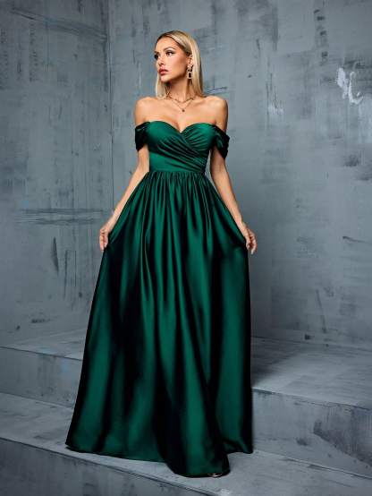 Leely Women's Elegant Off The Shoulder Sleeveless Party Dress