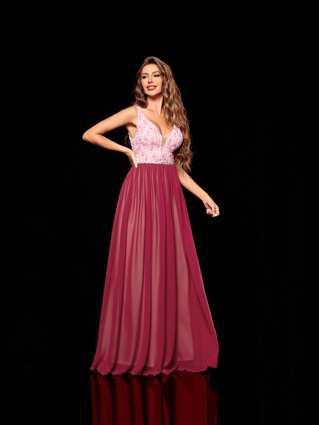 Leely Women's Elegant V Neck Sleeveless Party Dress
