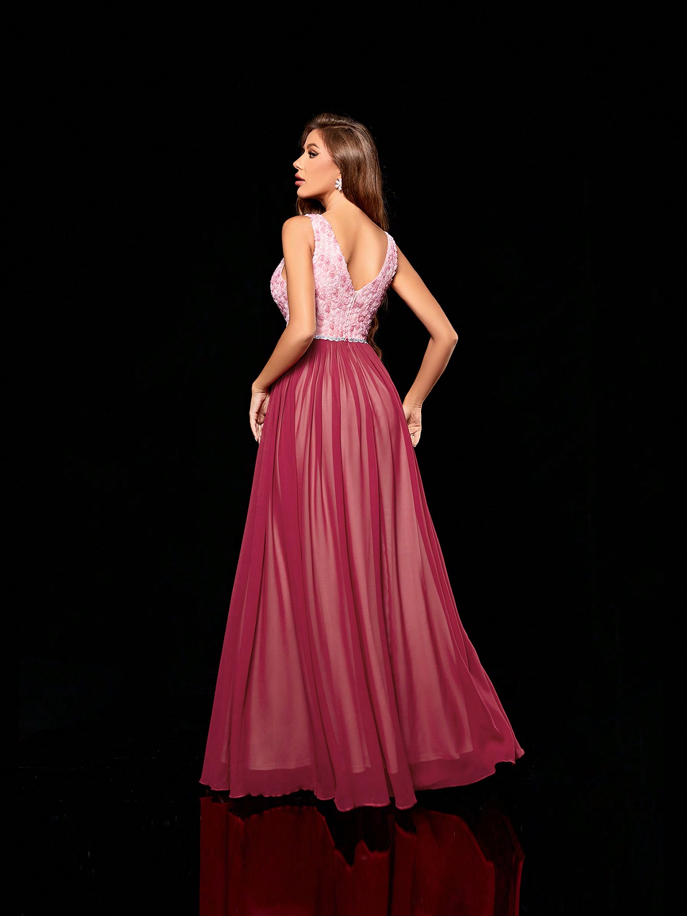 Leely Women's Elegant V Neck Sleeveless Party Dress