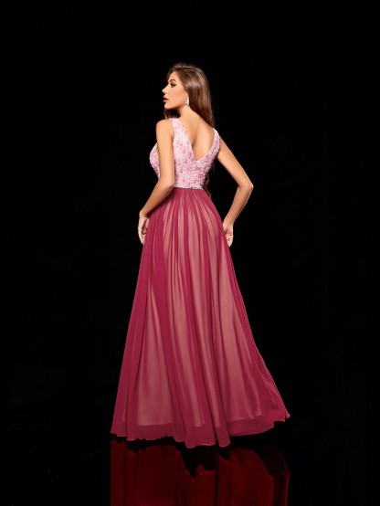 Leely Women's Elegant V Neck Sleeveless Party Dress