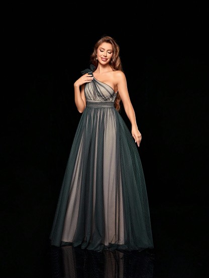 Leely Elegant One Shoulder Sleeveless A-line Party Dress
