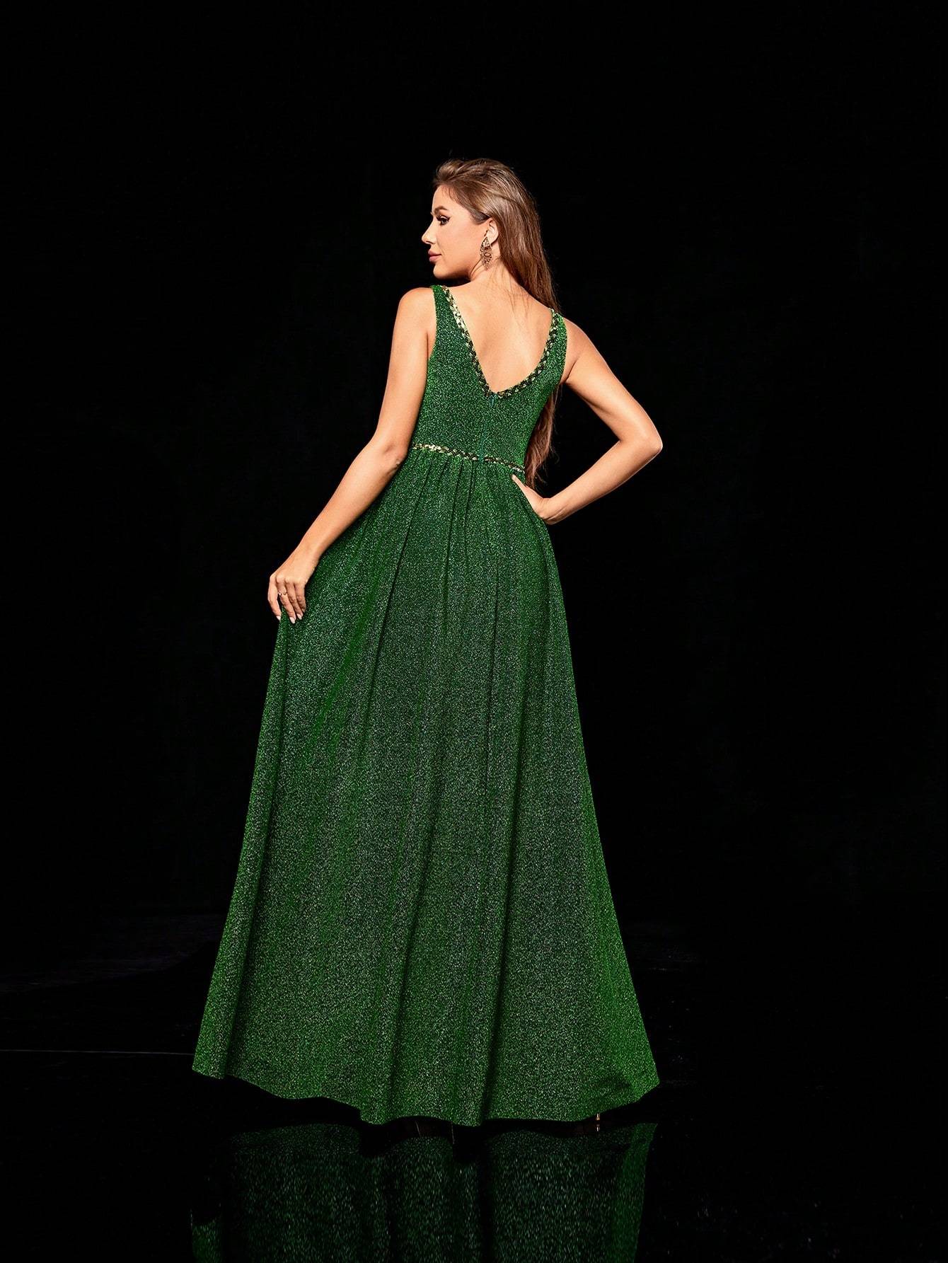 Leely Women's Elegant V Neck Sleeveless Party Dress