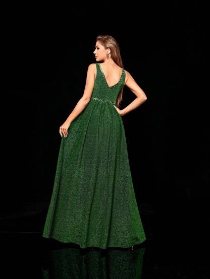 Leely Women's Elegant V Neck Sleeveless Party Dress