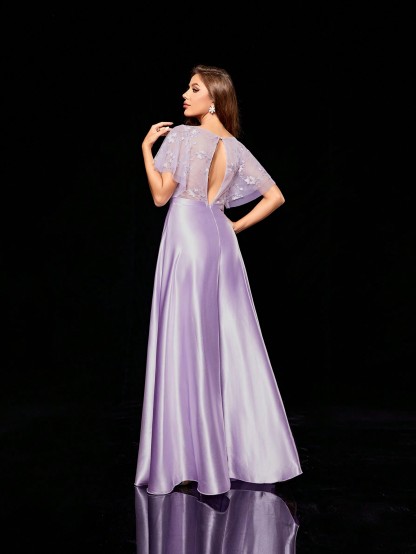 Leely Elegant Round Neck Flounce Sleeve A-line Party Dress