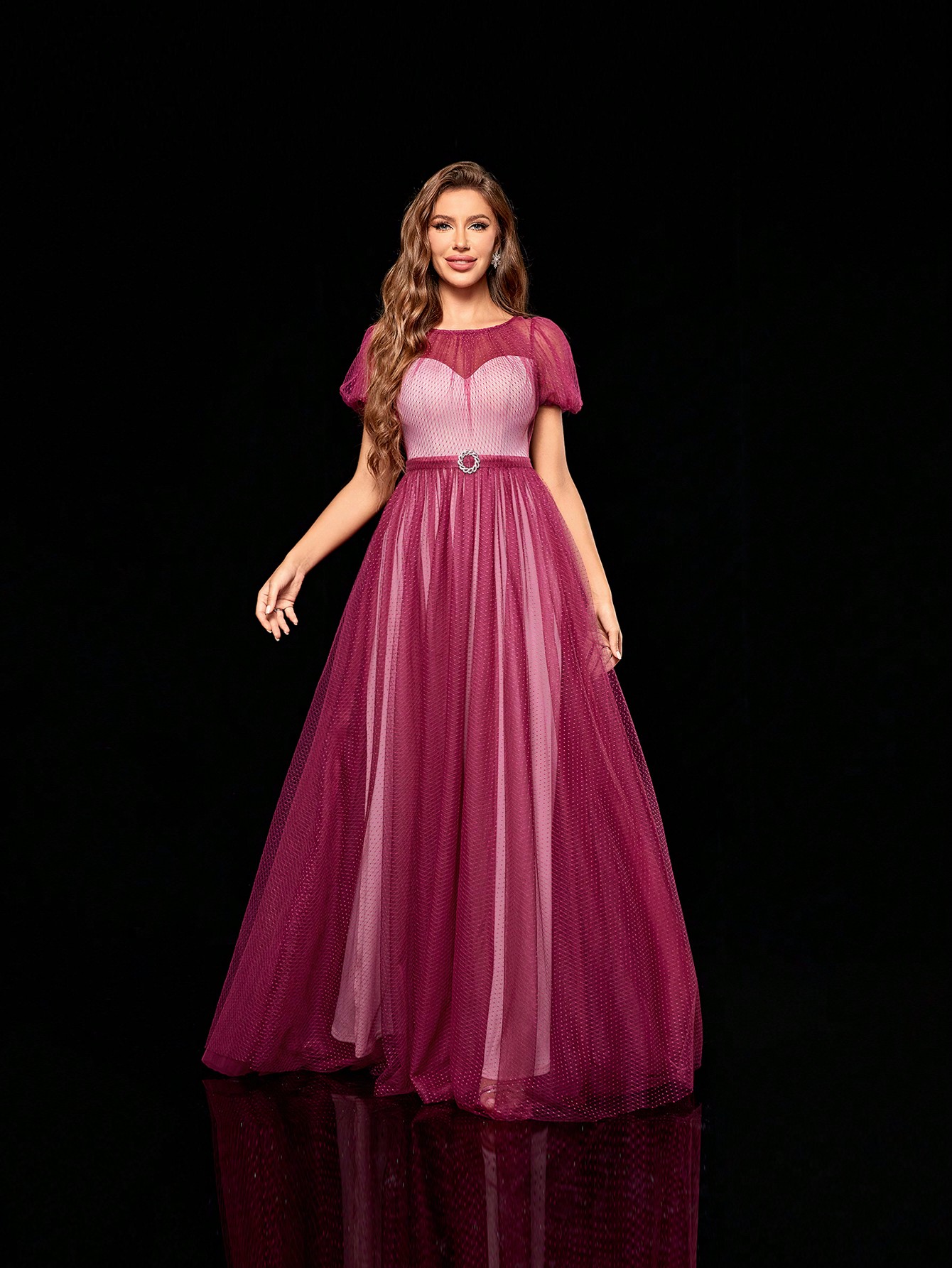 Leely Elegant Round Neck Short Sleeve A-line Party Dress