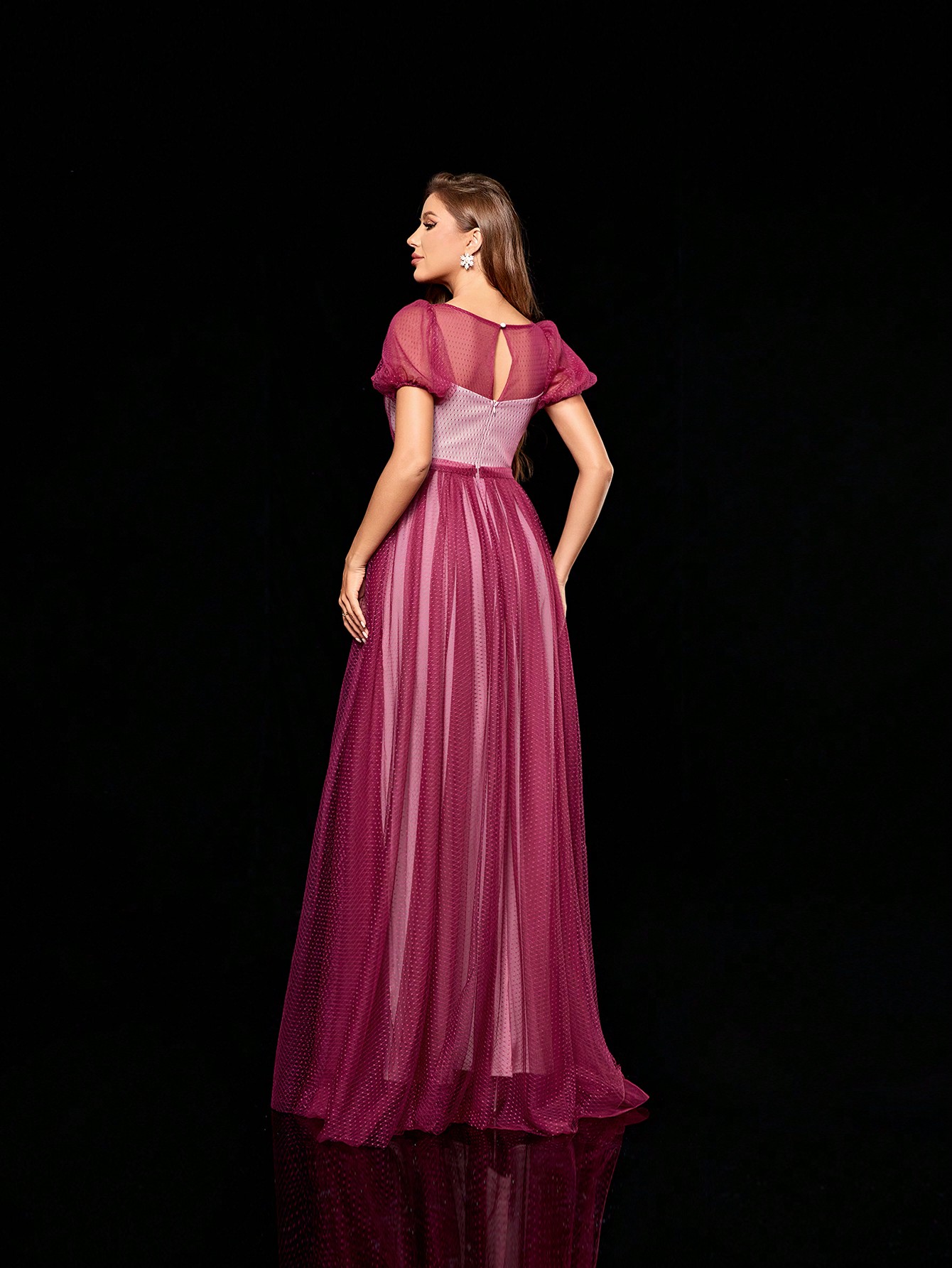 Leely Elegant Round Neck Short Sleeve A-line Party Dress