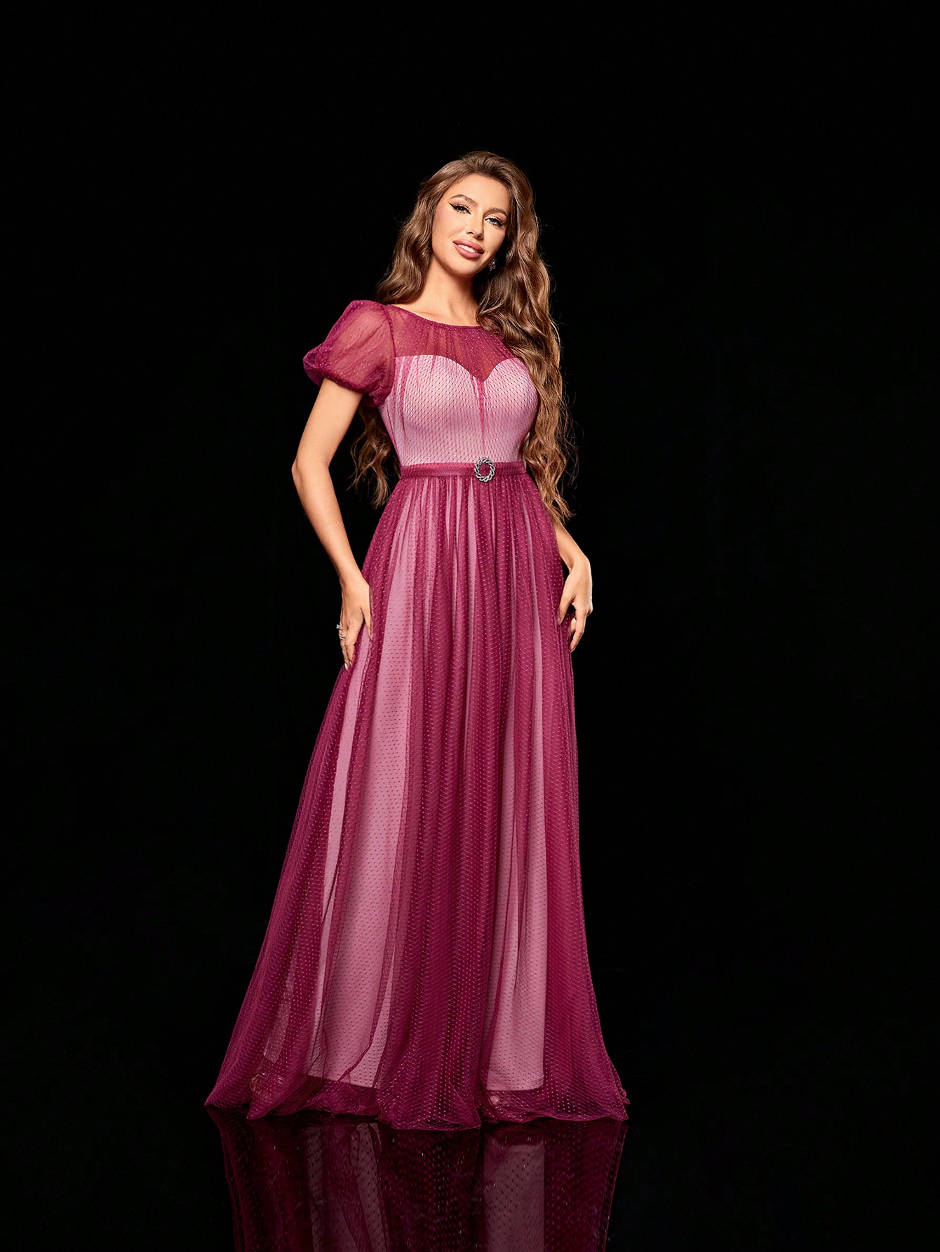 Leely Elegant Round Neck Short Sleeve A-line Party Dress