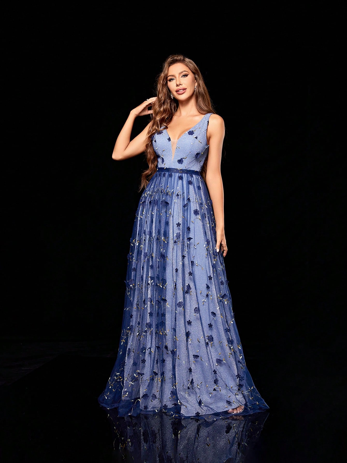 Leely Women's Elegant V Neck Sleeveless Party Dress