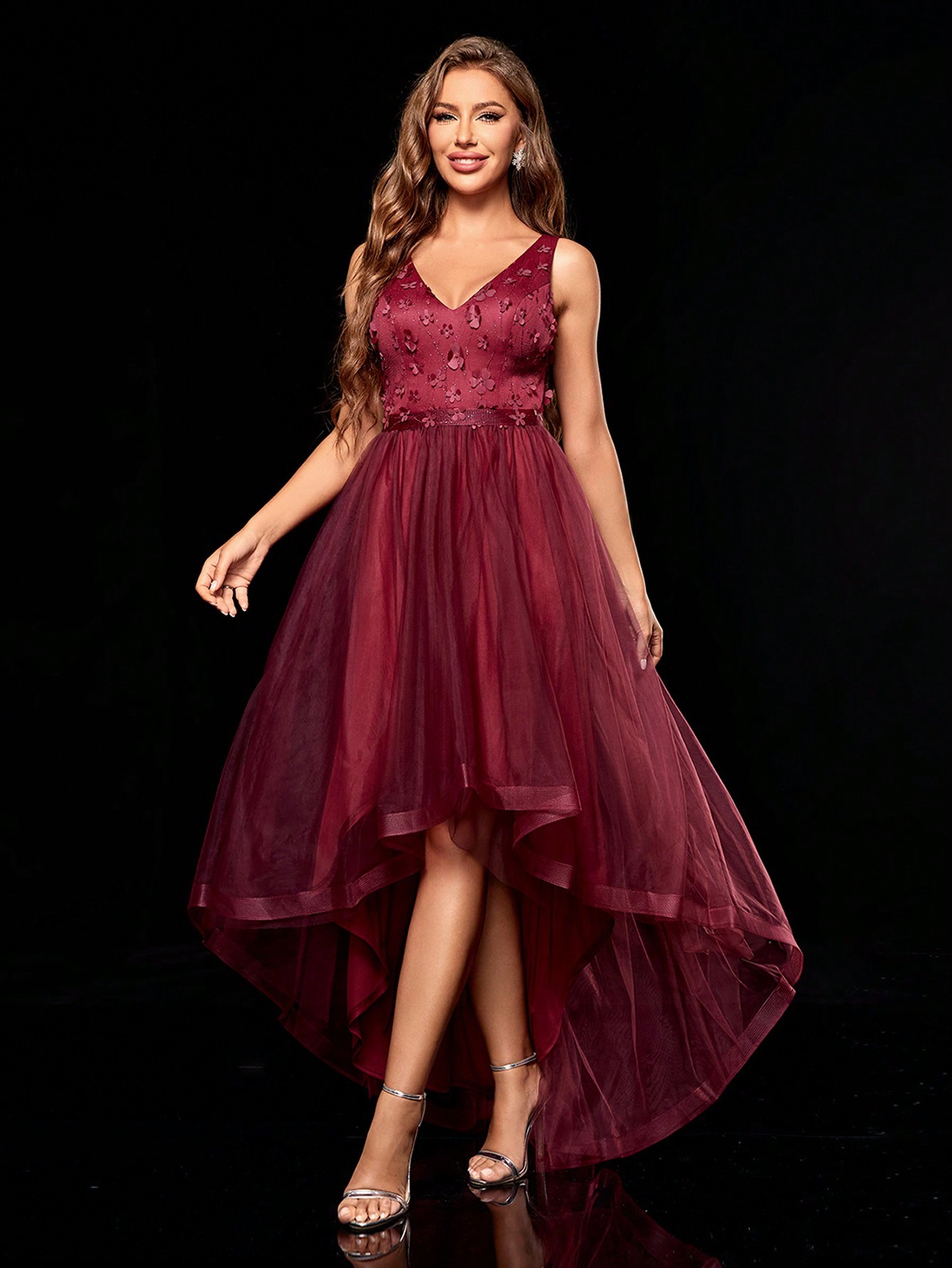 Leely Women's Elegant Sweetheart Cloak Sleeve Lace A-Line Dress