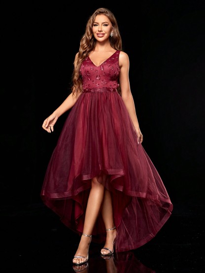 Leely Women's Elegant Sweetheart Cloak Sleeve Lace A-Line Dress