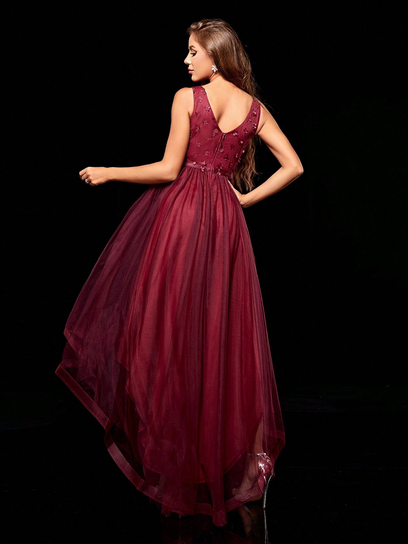 Leely Women's Elegant V Neck Sleeveless Party Dress