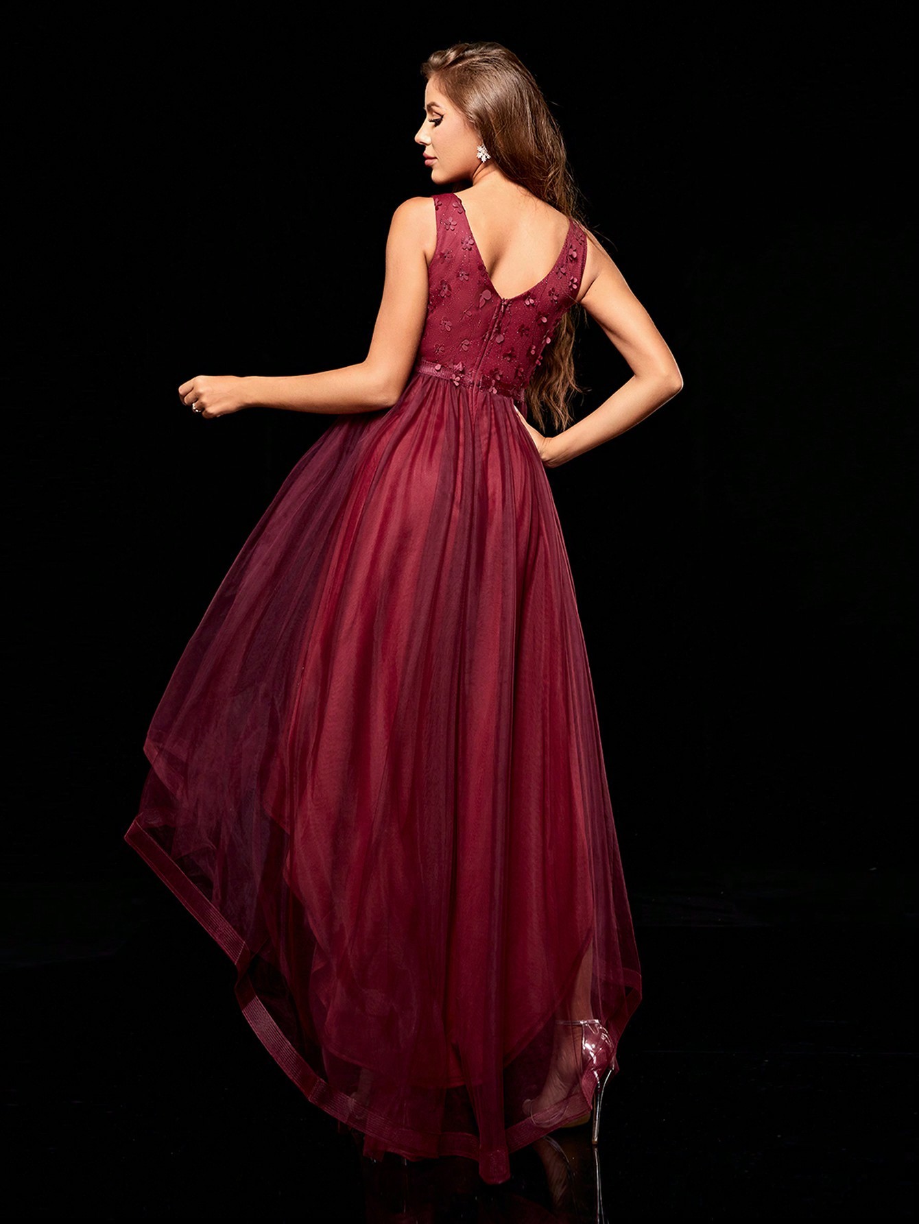 Leely Women's Elegant V Neck Sleeveless Party Dress