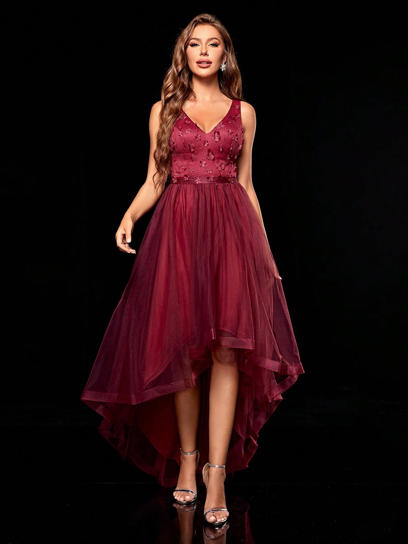 Leely Women's Elegant V Neck Sleeveless Party Dress
