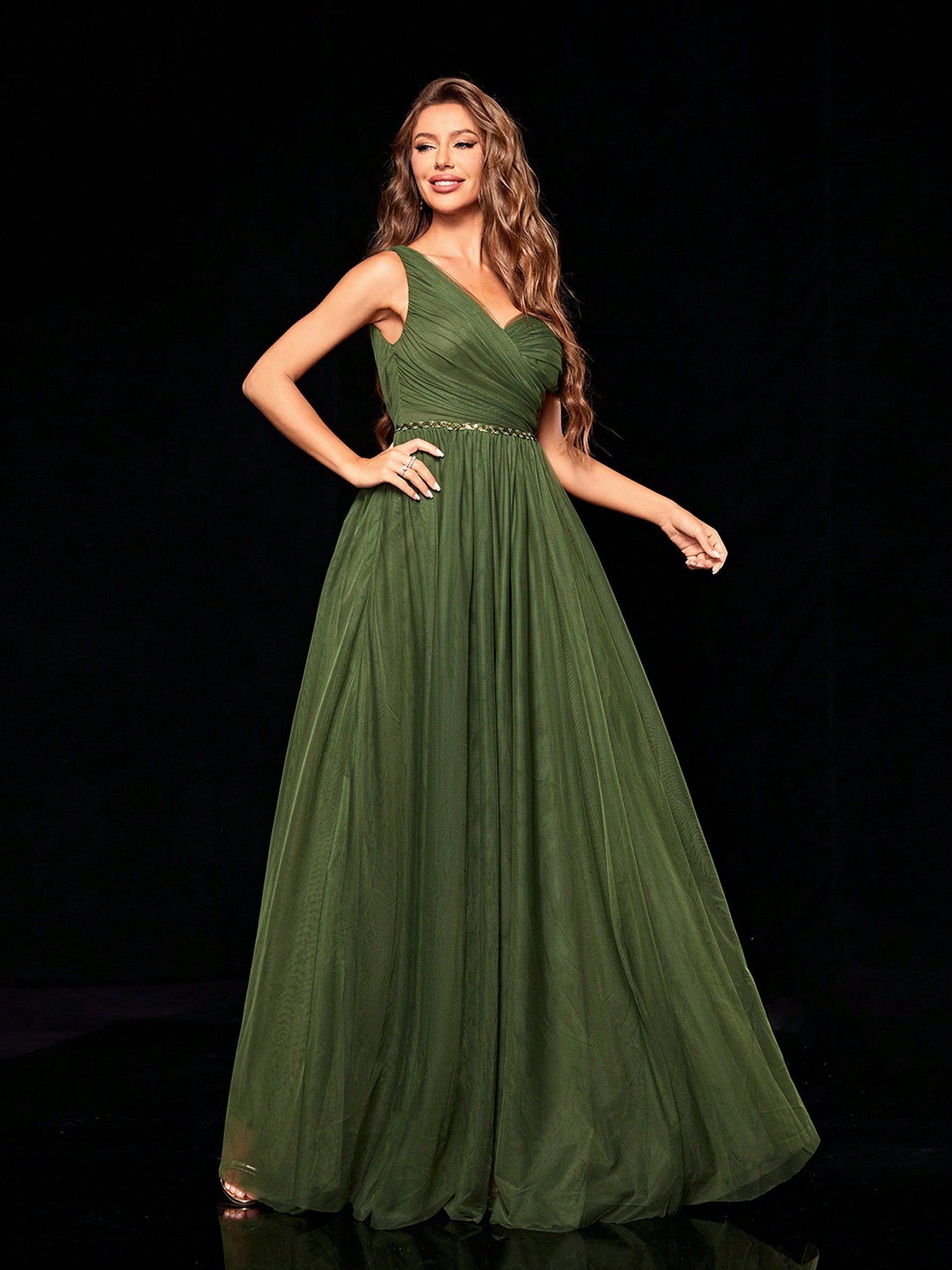 Leely Women's Elegant Asymmetrical Neck Sleeveless Party Dress