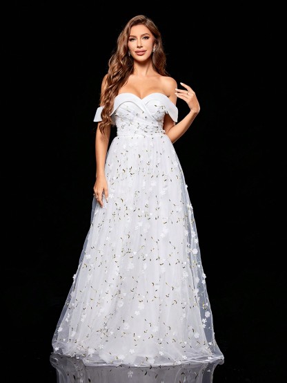 Leely Women's Elegant Sweetheart Cloak Sleeve Lace A-Line Dress