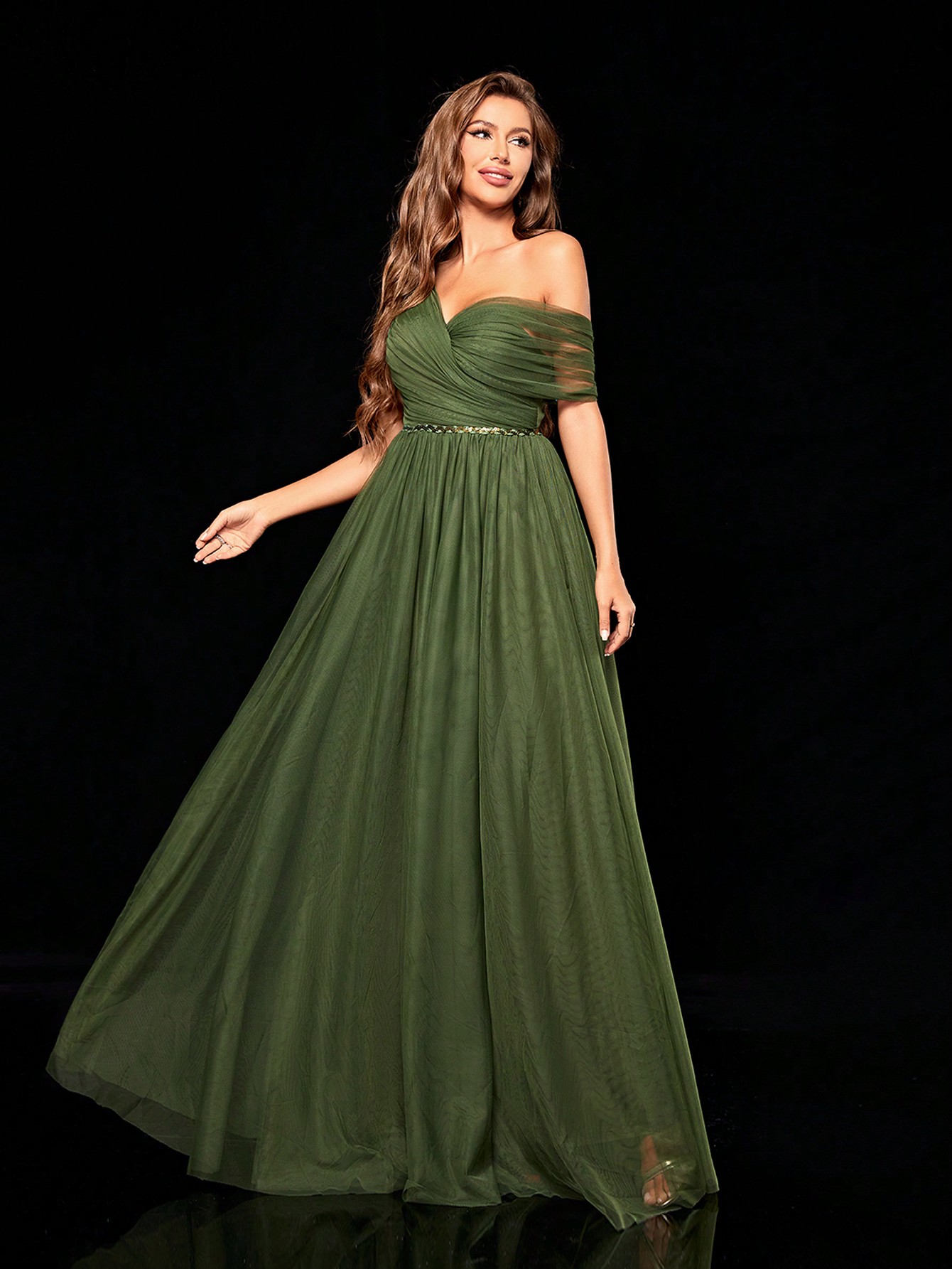 Leely Women's Elegant Asymmetrical Neck Sleeveless Party Dress