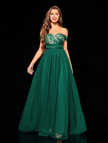 Leely Women's Elegant Off The Shoulder Sleeveless Party Dress