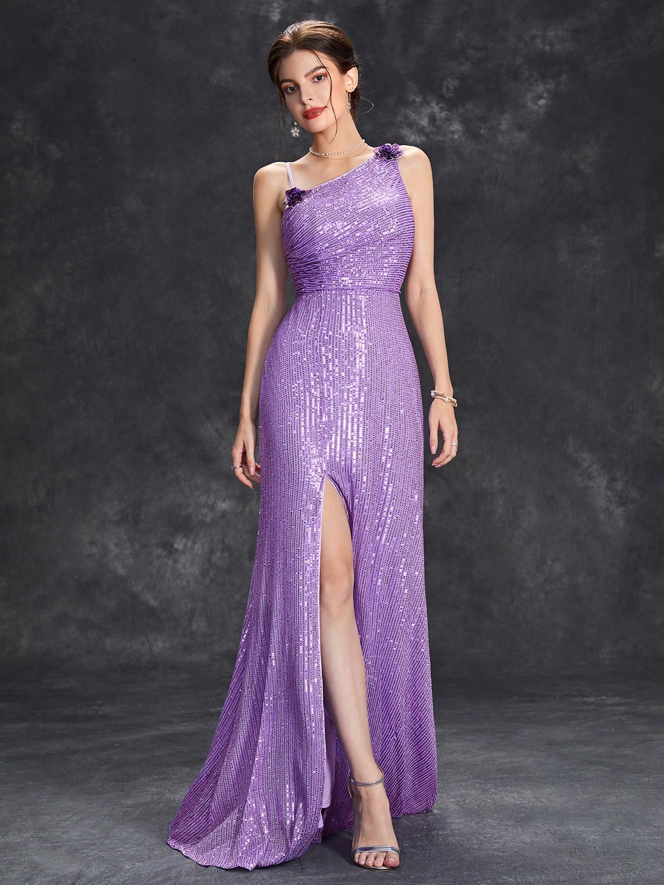 Leely Elegant Asymmetrical Neckline Sleeveless Mermaid Party Dress