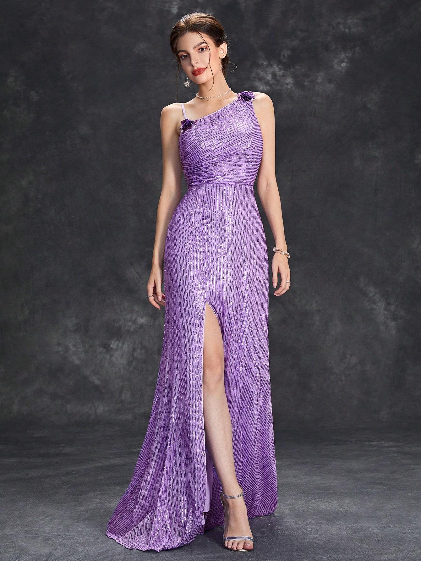 Leely Elegant Asymmetrical Neckline Sleeveless Mermaid Party Dress
