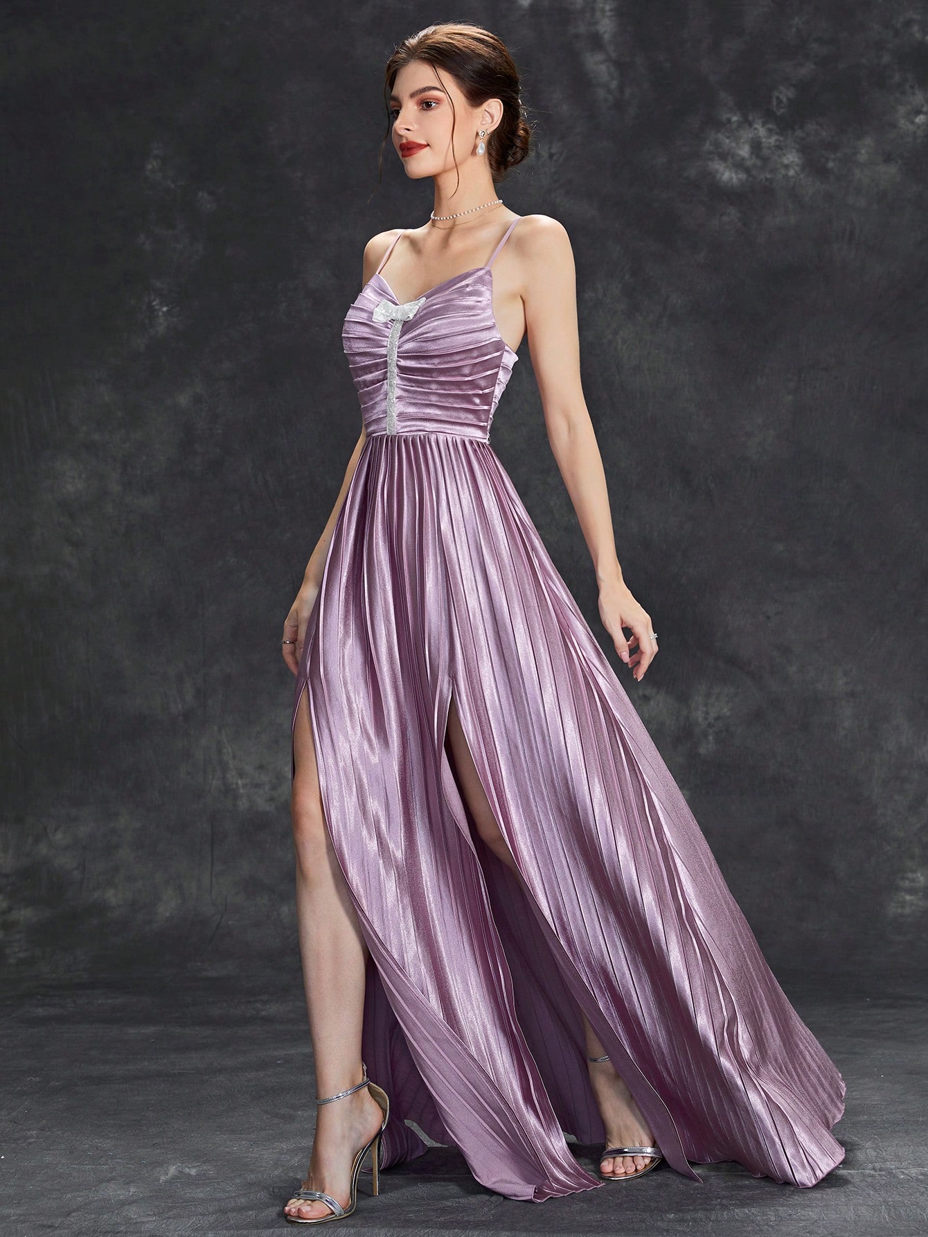 Leely Elegant Spaghetti Straps Sleeveless A-line Party Dress