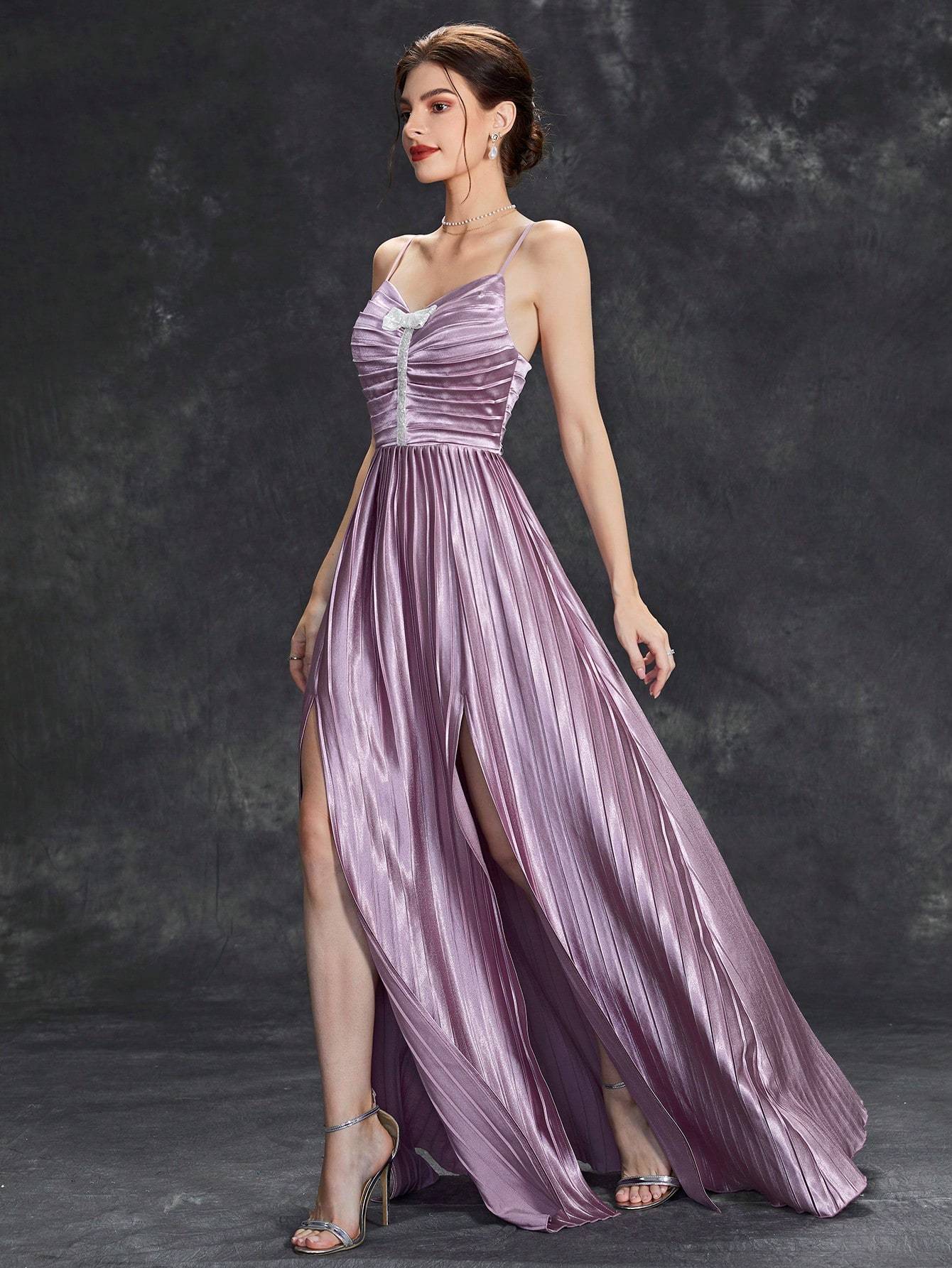 Leely Elegant Spaghetti Straps Sleeveless A-line Party Dress