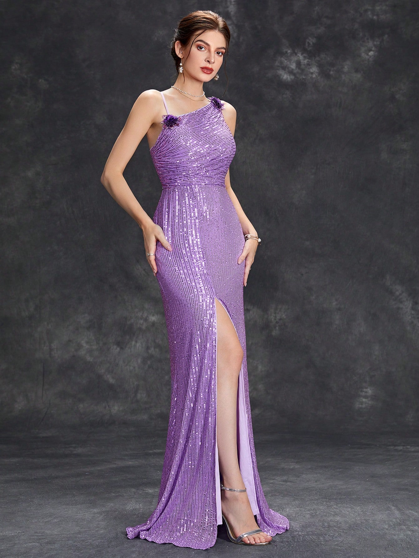 Leely Elegant Asymmetrical Neckline Sleeveless Mermaid Party Dress
