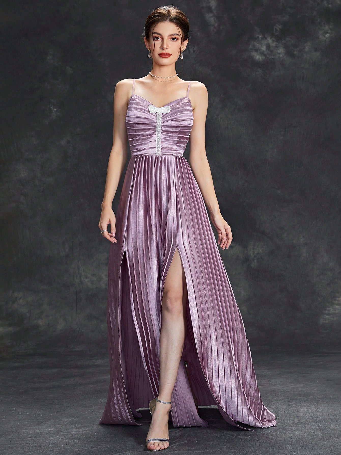 Leely Elegant Spaghetti Straps Sleeveless A-line Party Dress