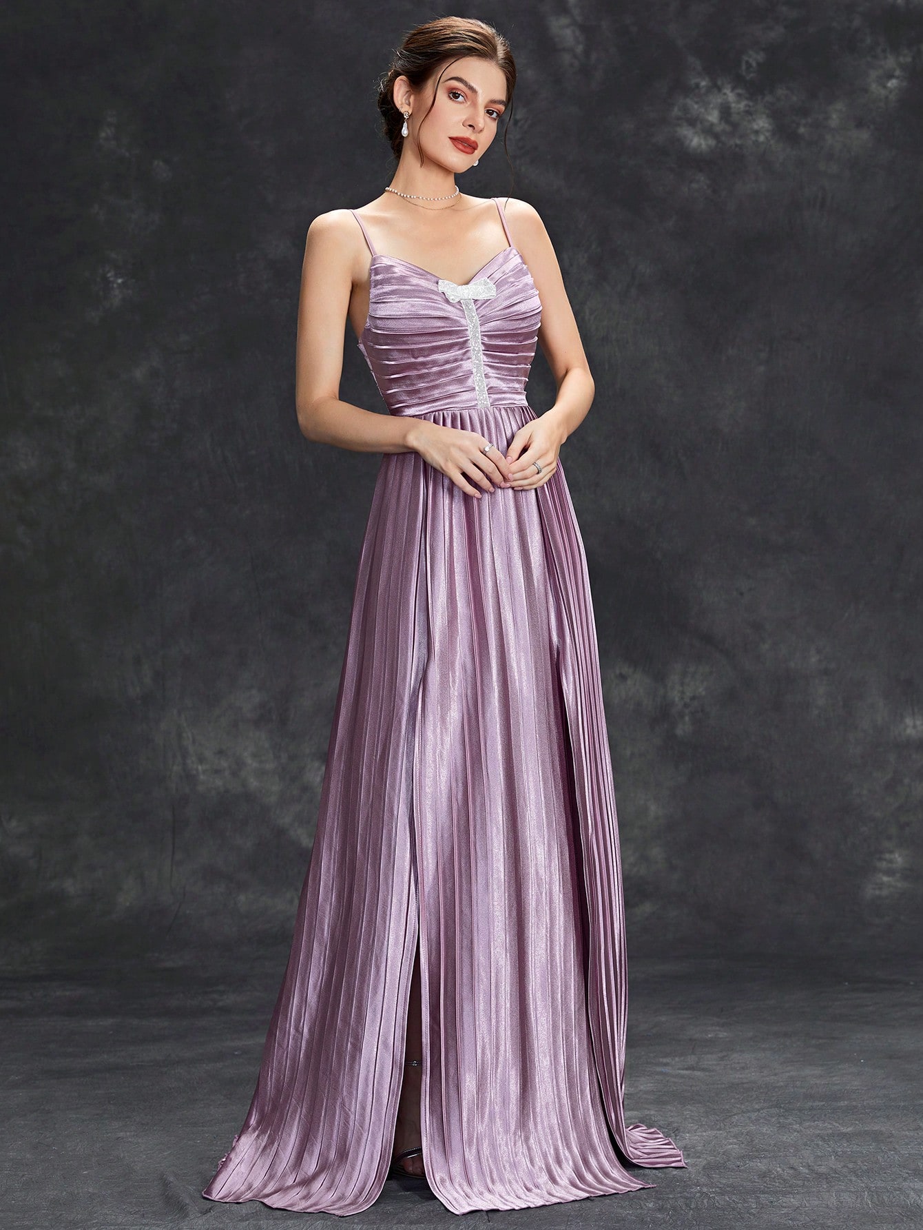 Leely Elegant Spaghetti Straps Sleeveless A-line Party Dress