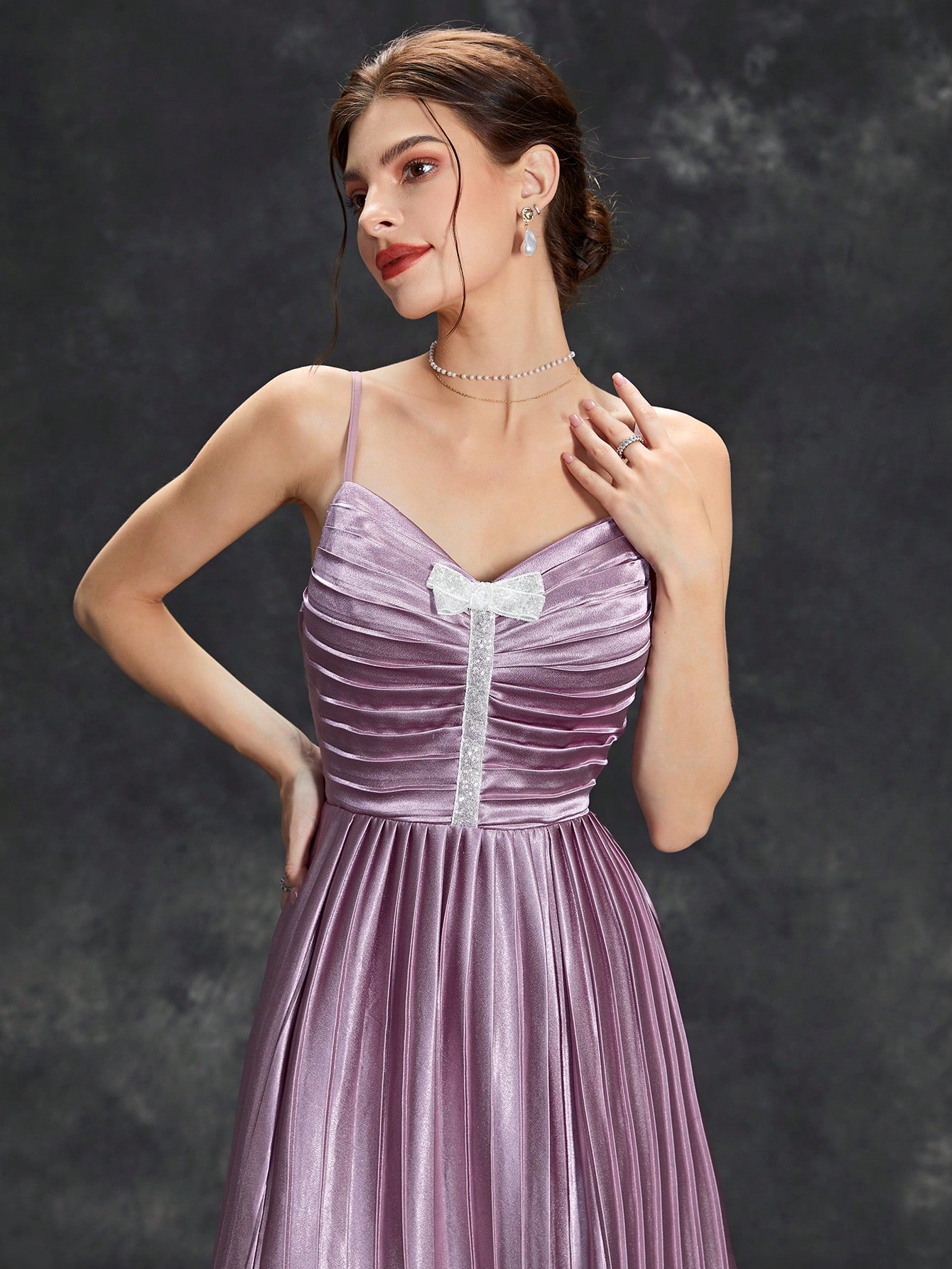 Leely Elegant Spaghetti Straps Sleeveless A-line Party Dress