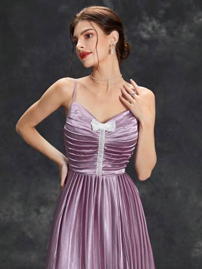 Leely Elegant Spaghetti Straps Sleeveless A-line Party Dress