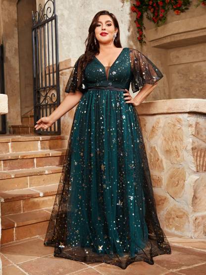 Leely Women's Elegant Sweetheart Cloak Sleeve Lace A-Line Dress