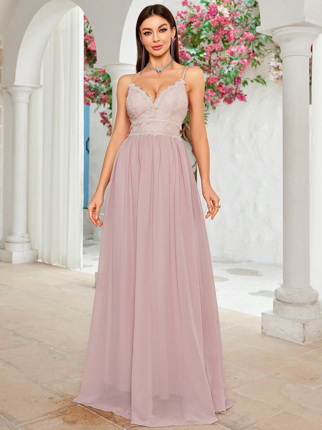 Leely Elegant Spaghetti Straps Sleeveless A-line Party Dress