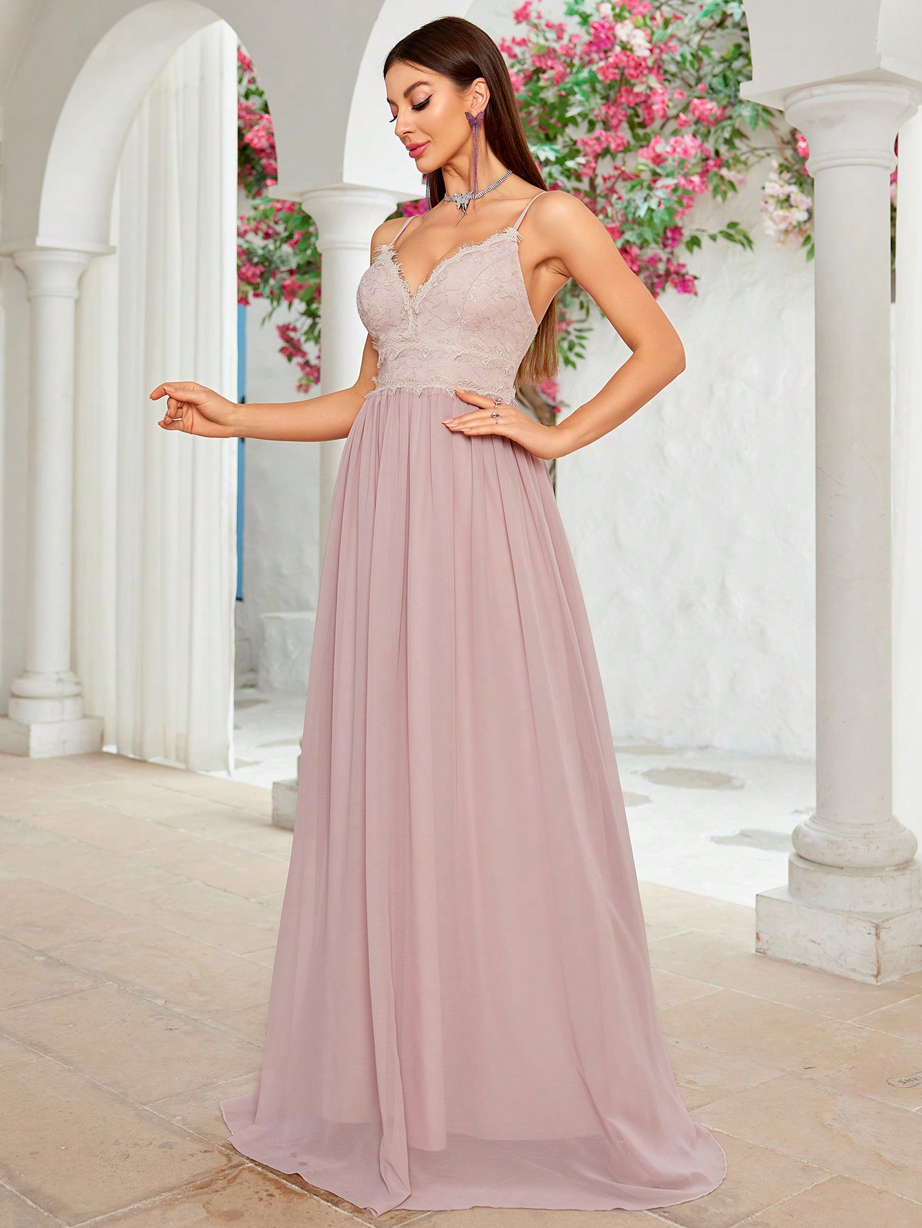 Leely Elegant Spaghetti Straps Sleeveless A-line Party Dress
