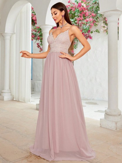Leely Elegant Spaghetti Straps Sleeveless A-line Party Dress