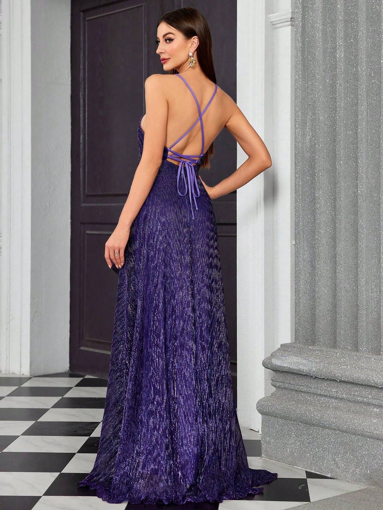 Leely Elegant V Neck Sleeveless Party Dress