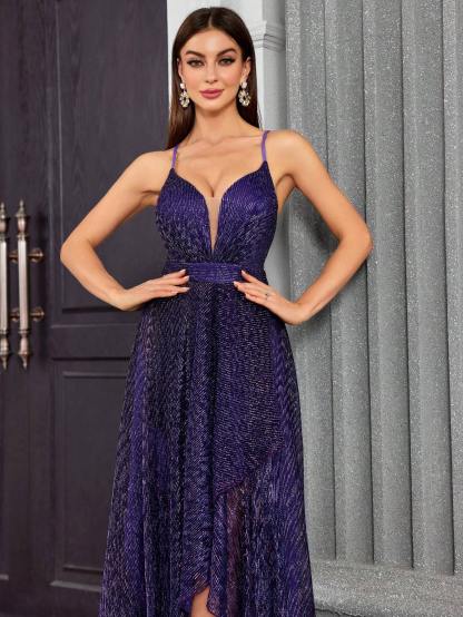 Leely Elegant V Neck Sleeveless Party Dress