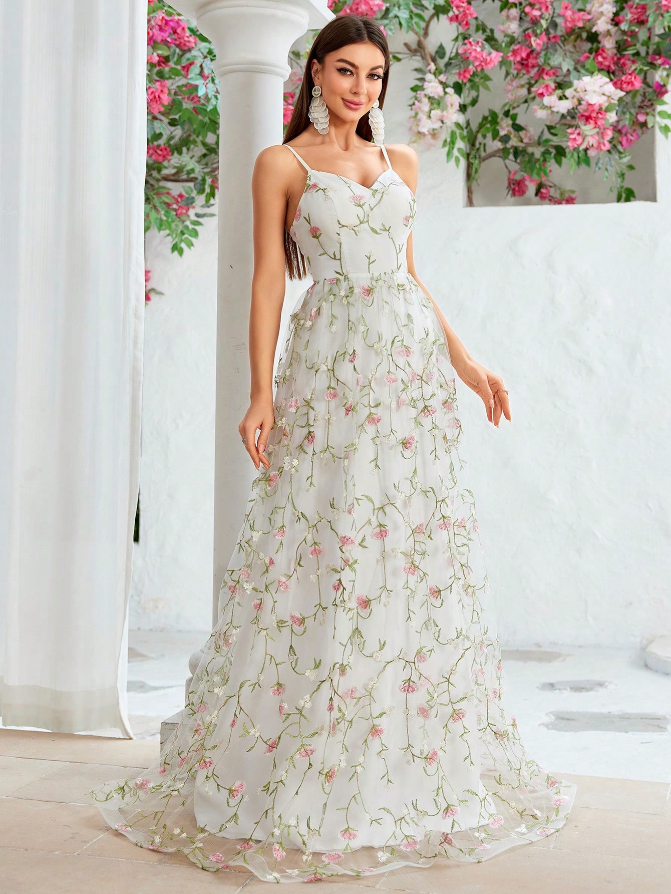 Leely Women's Elegant Sweetheart Cloak Sleeve Lace A-Line Dress
