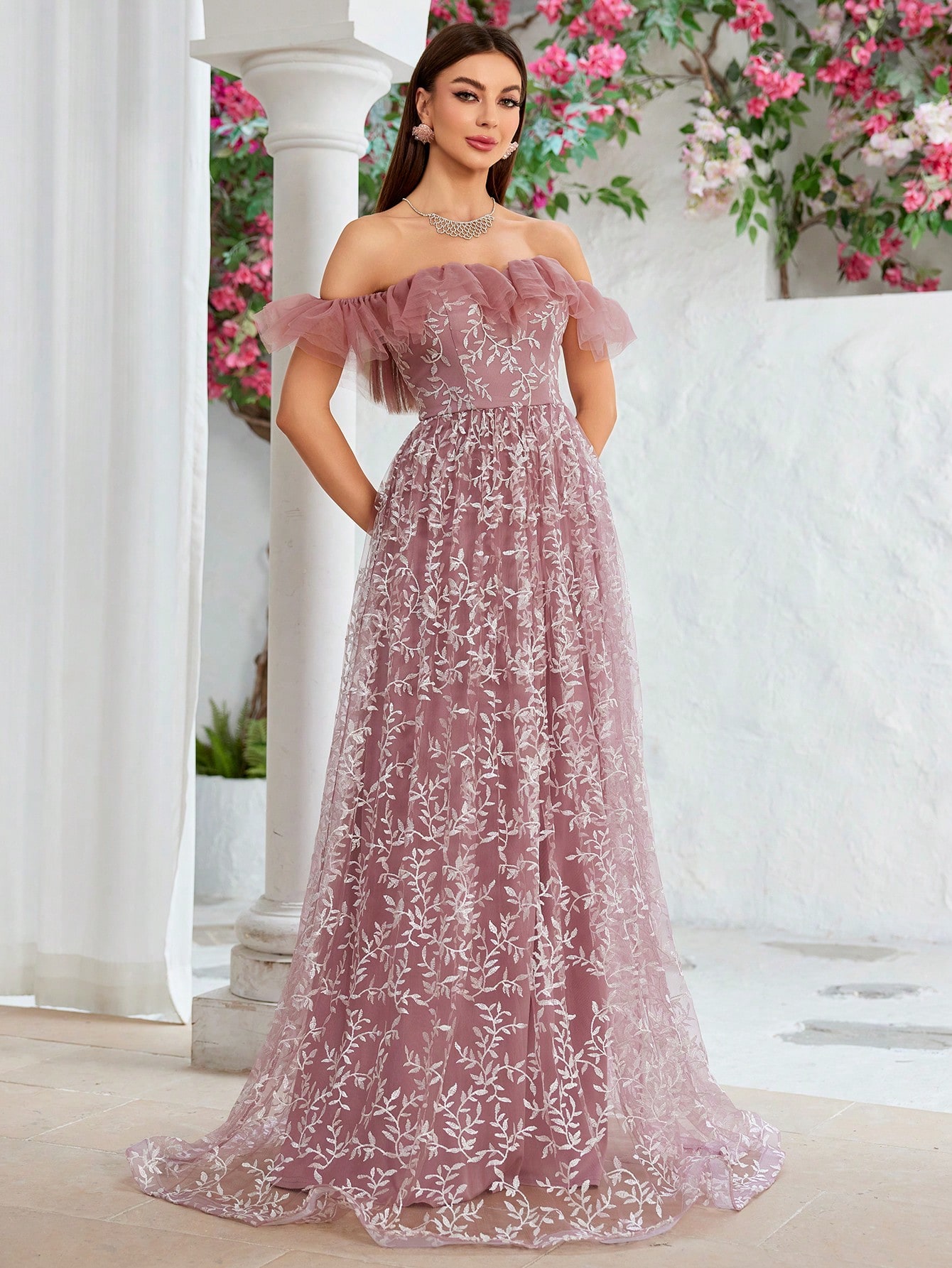 Leely Women's Elegant Off The Shoulder Sleeveless Party Dress