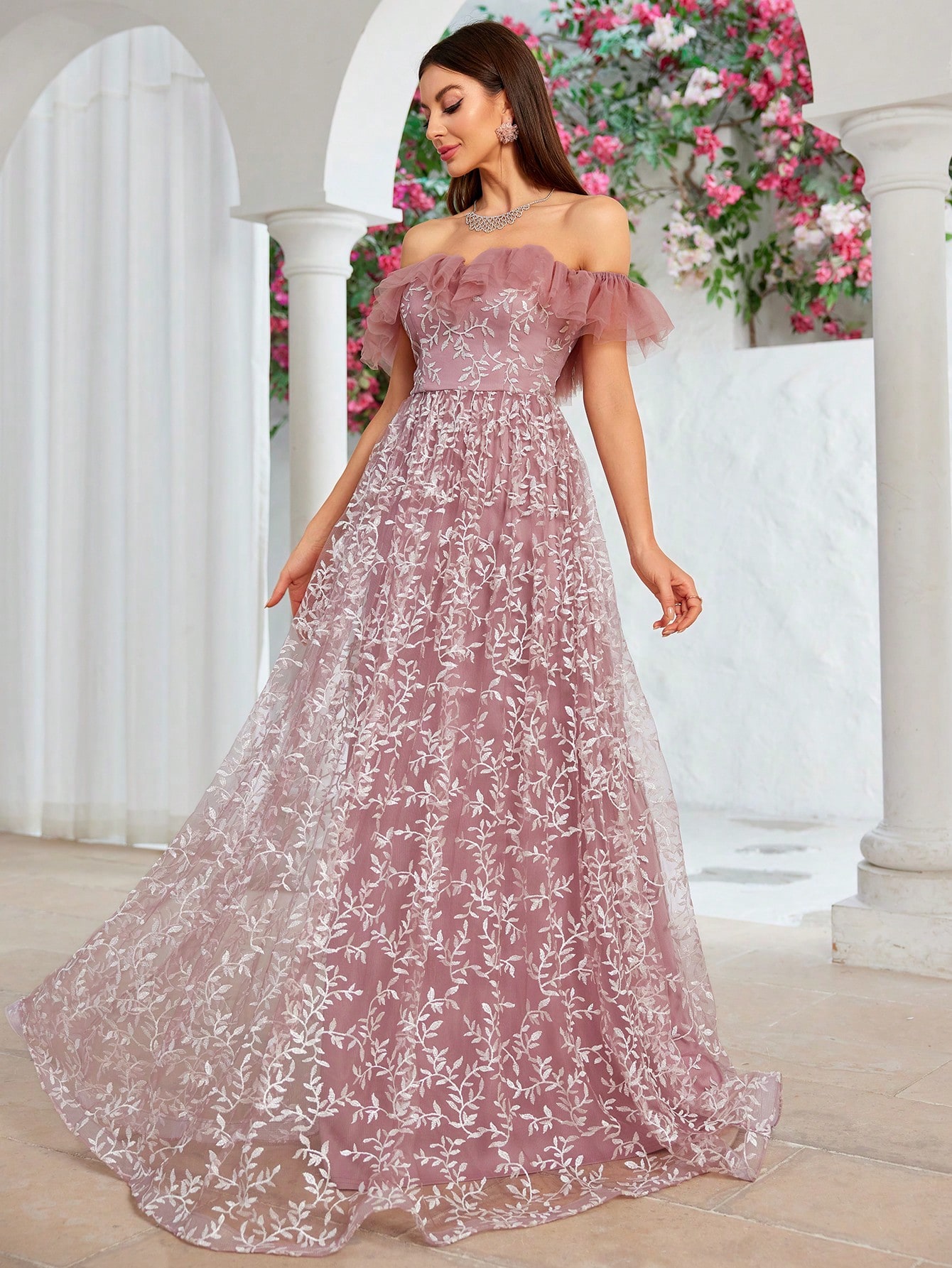 Leely Women's Elegant Off The Shoulder Sleeveless Party Dress