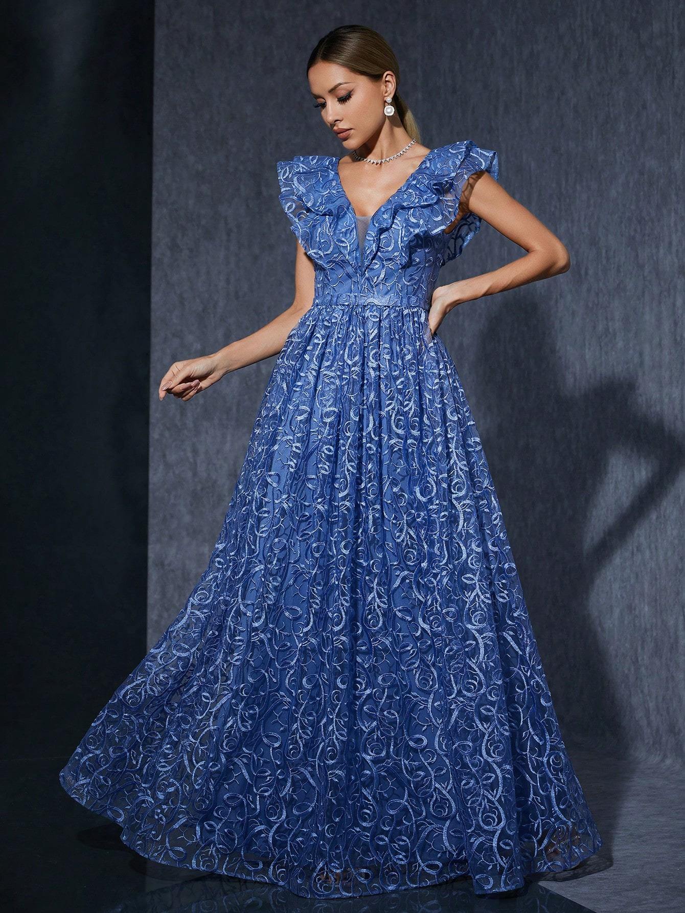 Leely Women's Elegant Sweetheart Cloak Sleeve Lace A-Line Dress