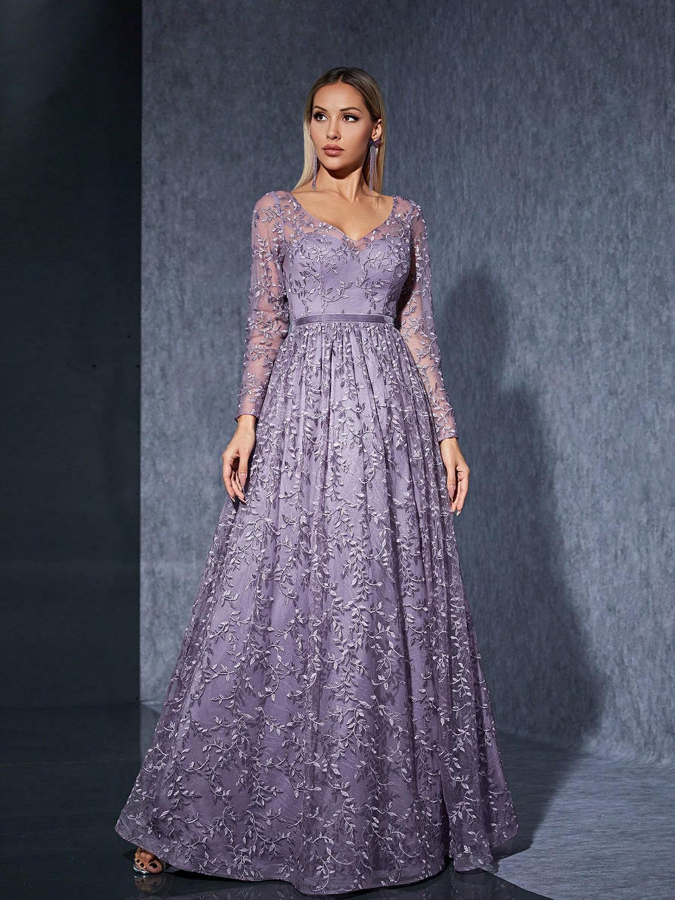 Leely Women's Elegant Sweetheart Cloak Sleeve Lace A-Line Dress