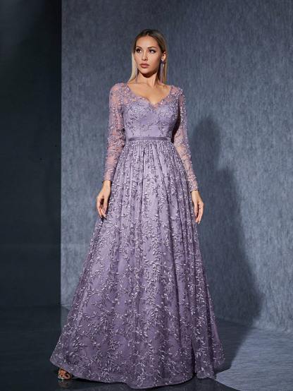 Leely Women's Elegant Sweetheart Cloak Sleeve Lace A-Line Dress