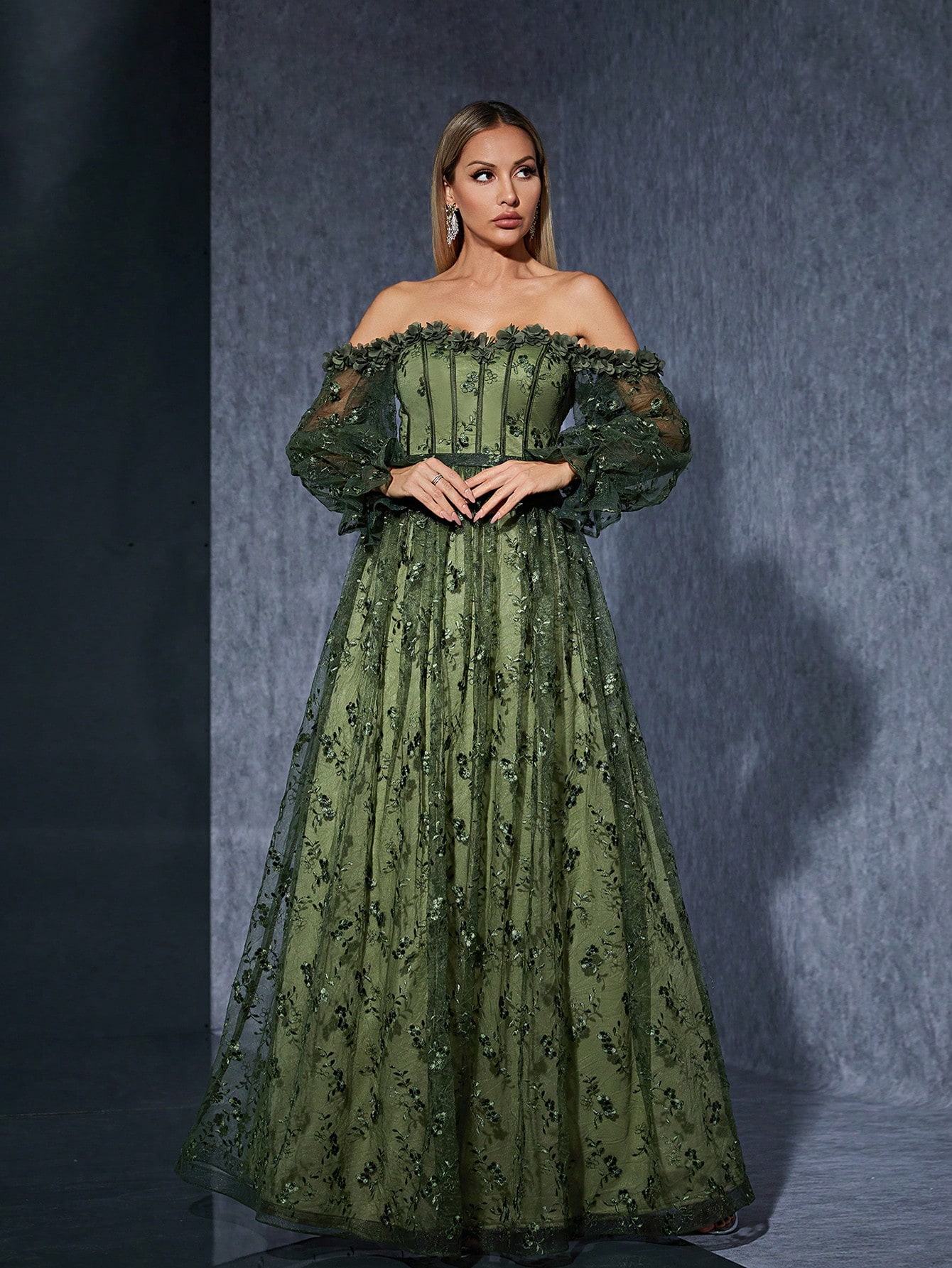 Leely Women's Elegant Off The Shoulder Long Sleeve Party Dress