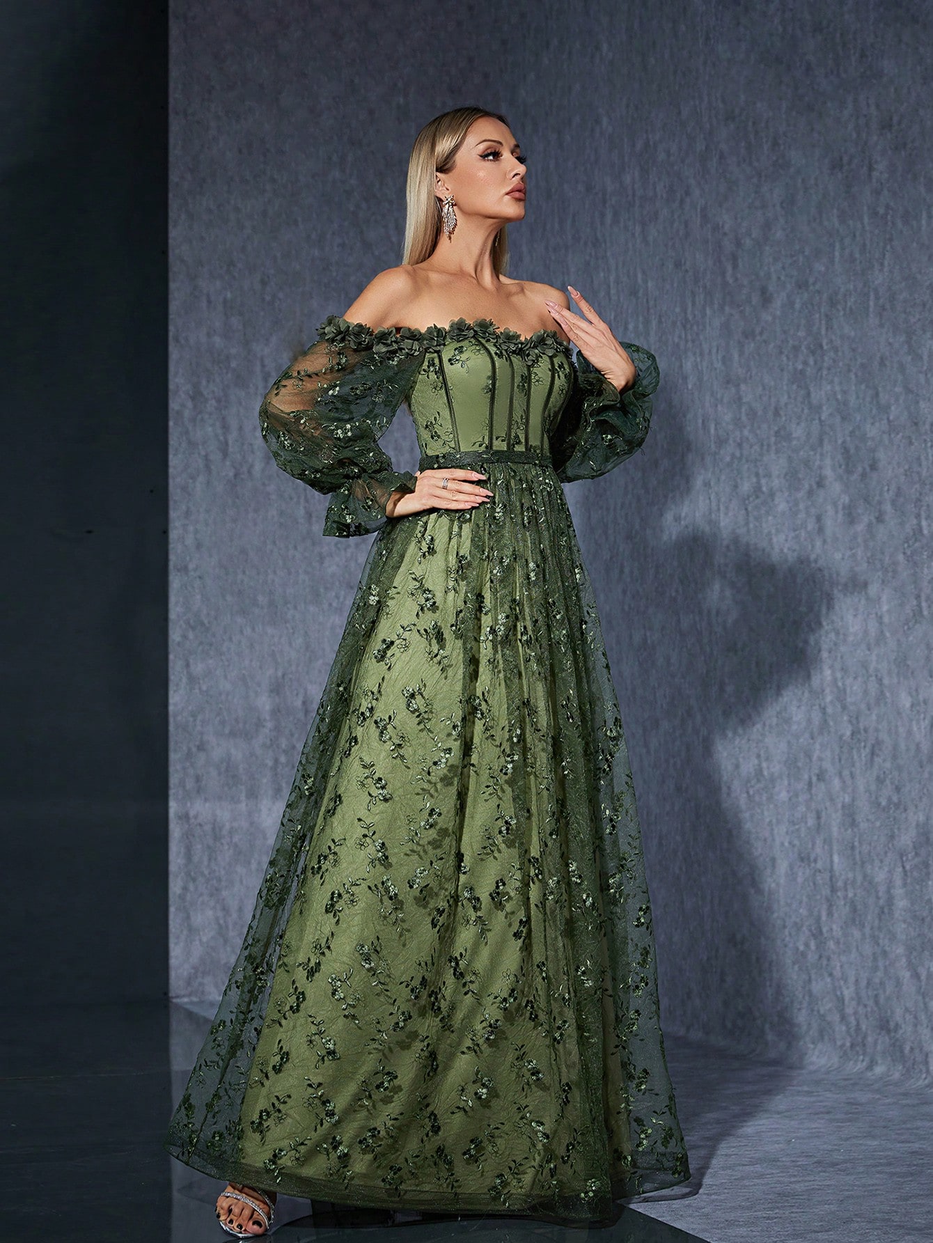 Leely Women's Elegant Off The Shoulder Long Sleeve Party Dress