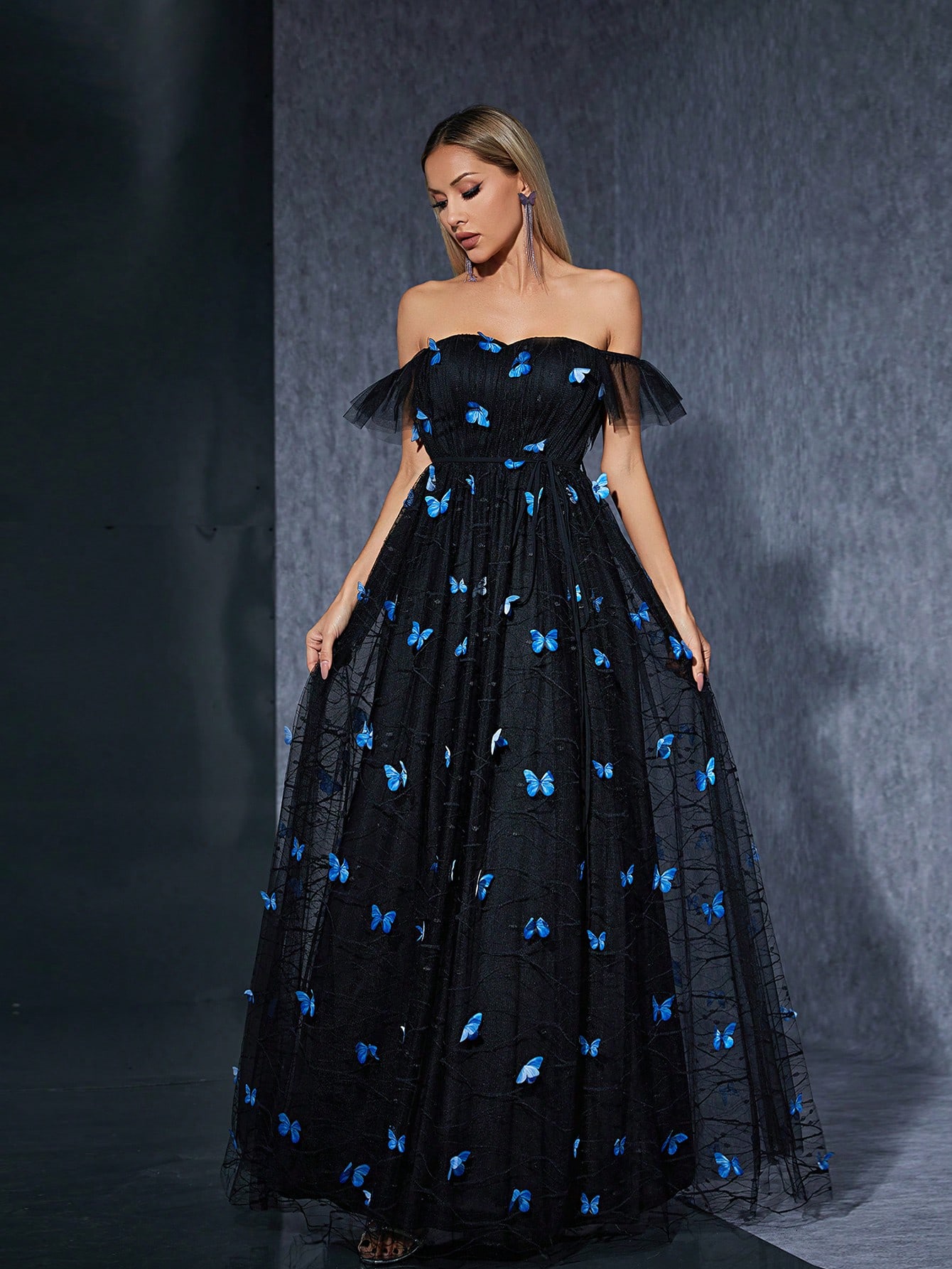 Leely Women's Elegant Off The Shoulder Sleeveless Party Dress