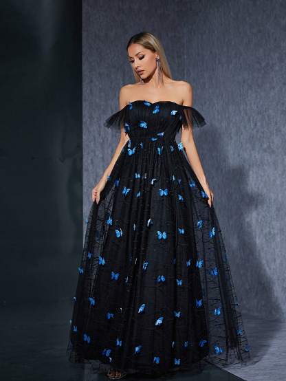 Leely Women's Elegant Off The Shoulder Sleeveless Party Dress
