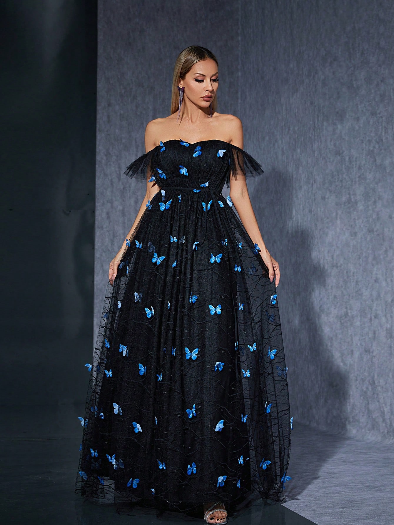 Leely Women's Elegant Off The Shoulder Sleeveless Party Dress