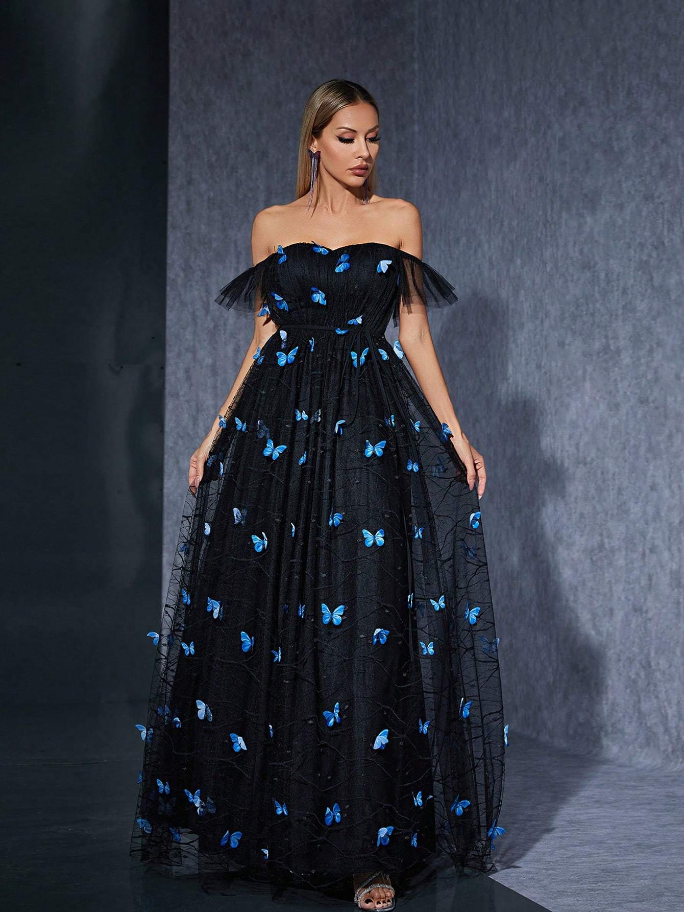 Leely Women's Elegant Off The Shoulder Sleeveless Party Dress